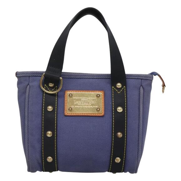 LOUIS VUITTON Antigua Cabas PM Tote Bag Canvas Blue Black M40090 - Picture 2 of 16